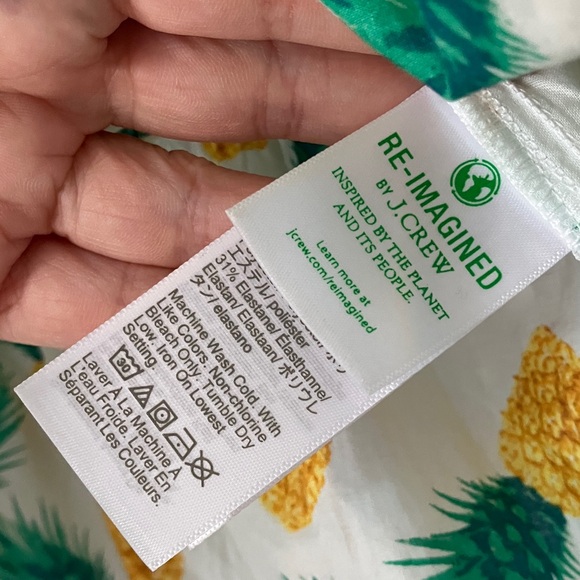 J. Crew Pineapple Print Smocked Tank Top - White and Yellow - Picture 3 of 7